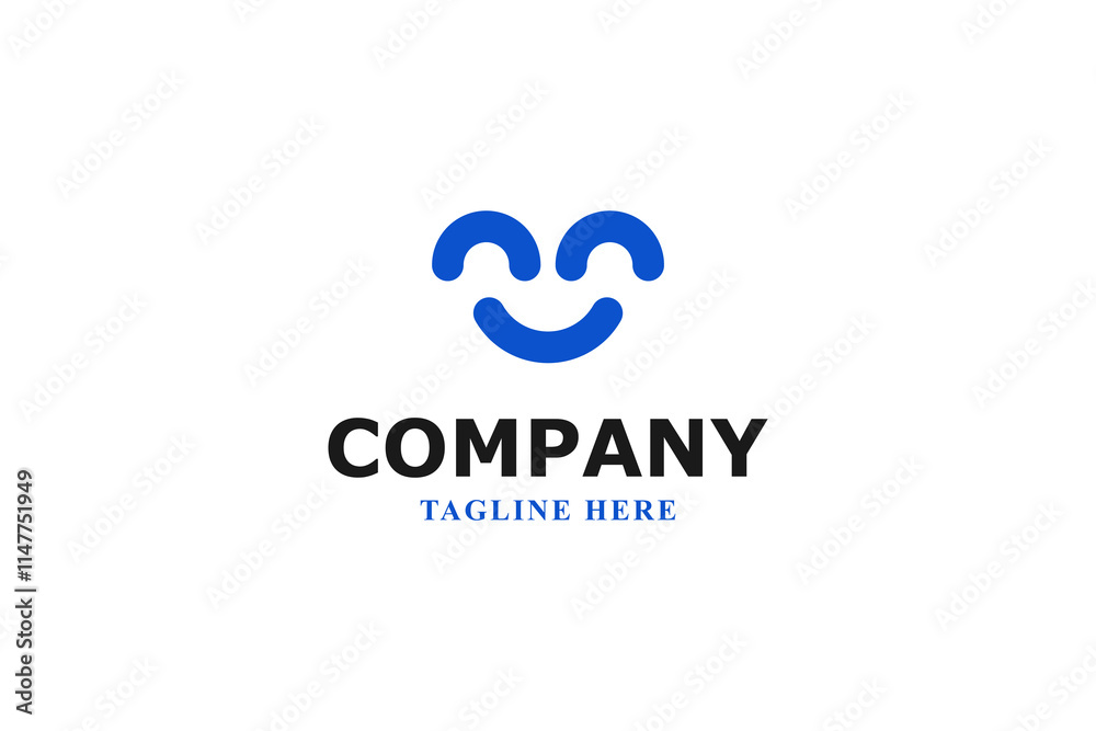 letter m n and smile face logo letter m n and smile face logo