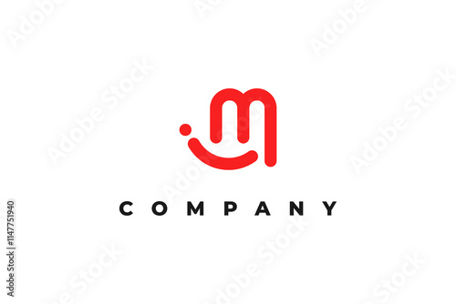 letter m and smile red minimal logo