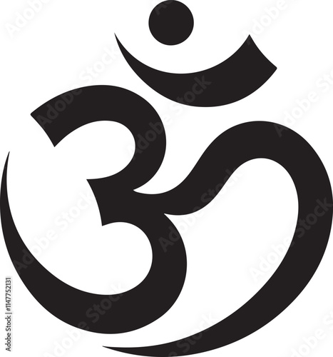 Classic Black Om Symbol Vector Graphic