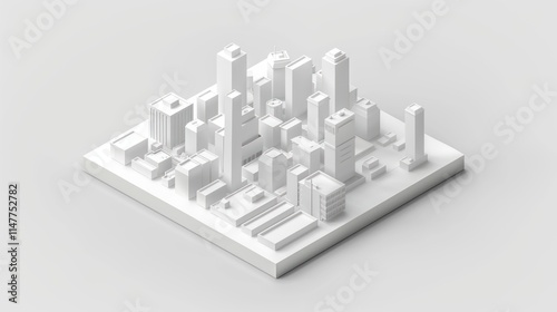 Minimalist Cityscape, White Architecture Model