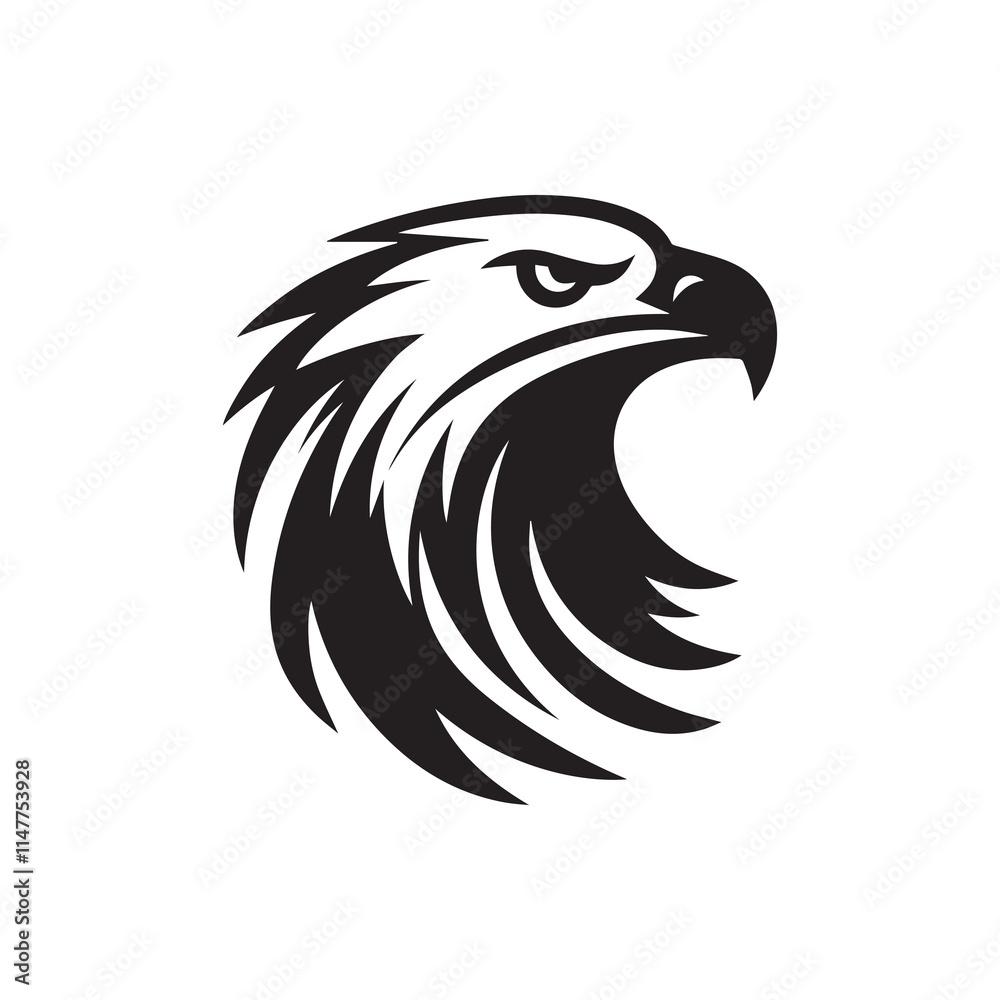 Eagle head silhouette vector illustration, head stylized logo Eagle head silhouette vector illustration, head stylized logo