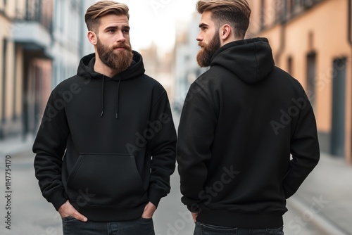 Wallpaper Mural Handsome hipster man in black hoodie mockup. Torontodigital.ca