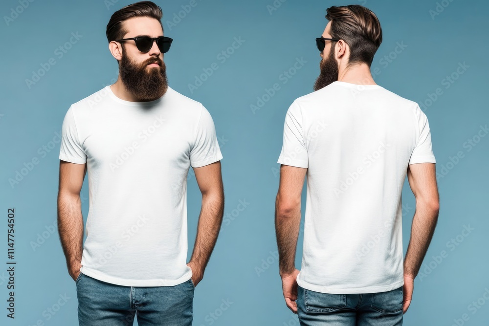 Hipster male model in white t shirt with sunglasses. Hipster male model in white t shirt with sunglasses.