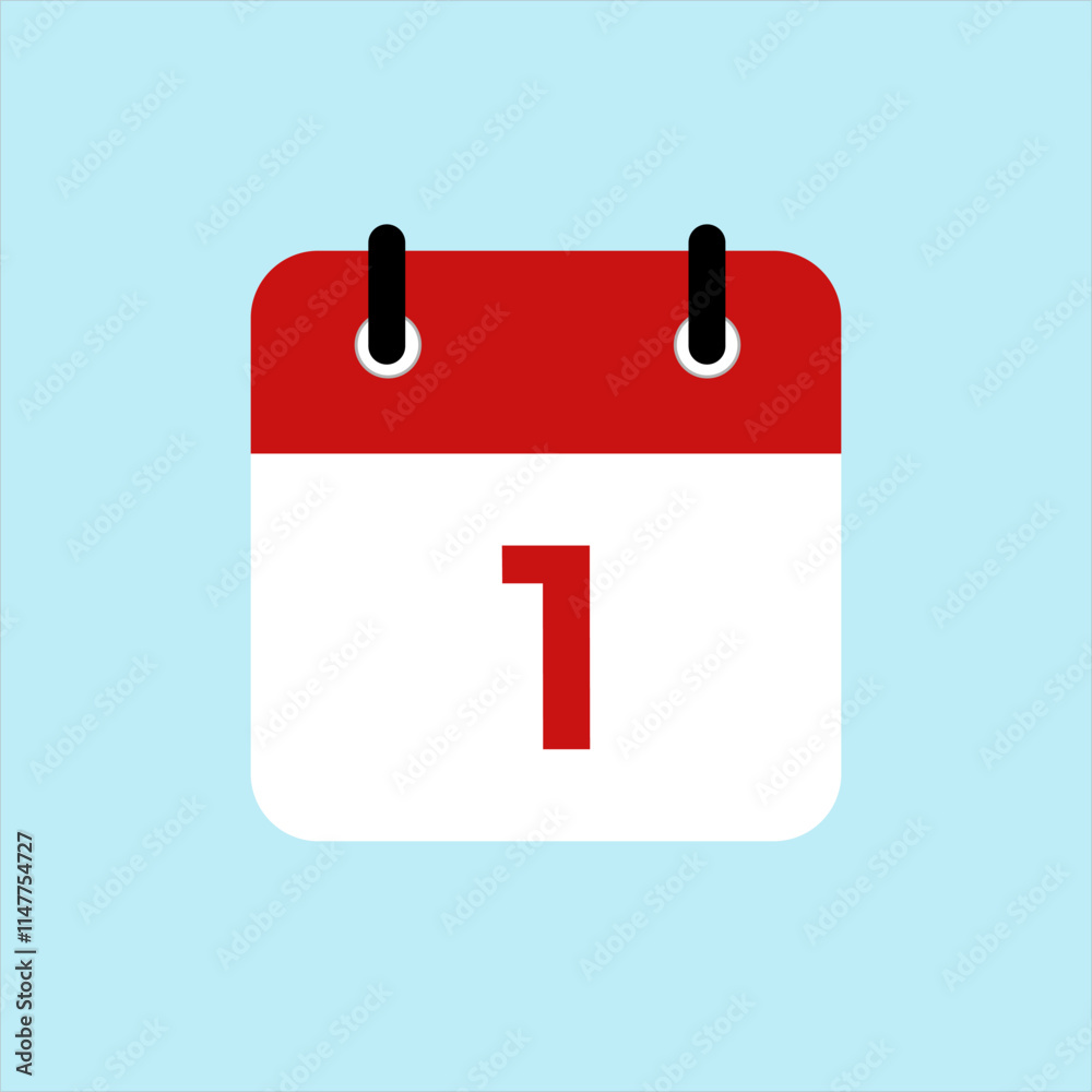 Calendar, date calendar, calendar red and white date and year, vector icon Calendar, date calendar, calendar red and white date and year, vector icon