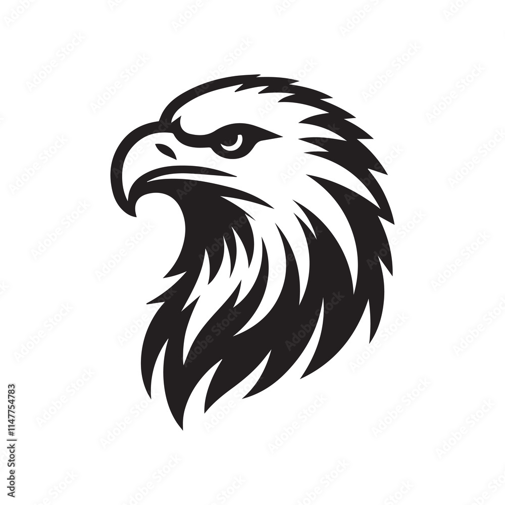 Eagle head silhouette vector illustration, head stylized logo Eagle head silhouette vector illustration, head stylized logo