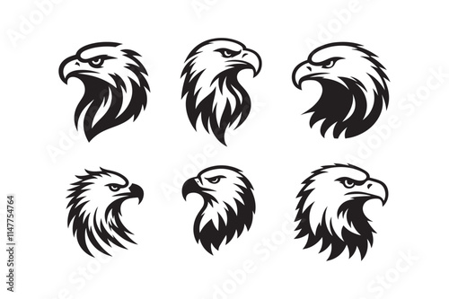 Set of Eagle head logo icon silhouette vector illustration photo