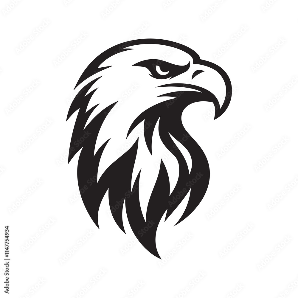 Eagle head silhouette vector illustration, head stylized logo Eagle head silhouette vector illustration, head stylized logo