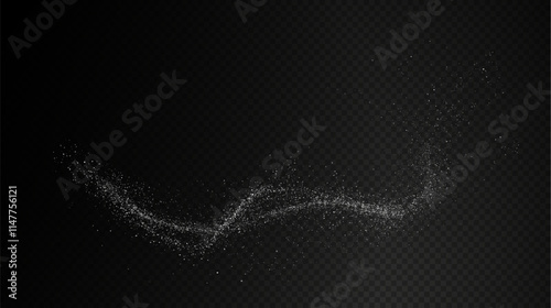 Design element for kitchen, bakery, advertising, video. Powder sugar explosion or splash png, falling flour, salt powder falling gently. Top view 3d effect