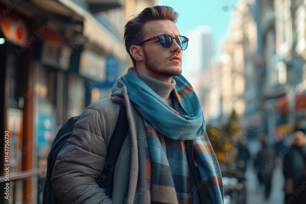 Fototapeta premium Young handsome man wearing a fashionable outfit in the city