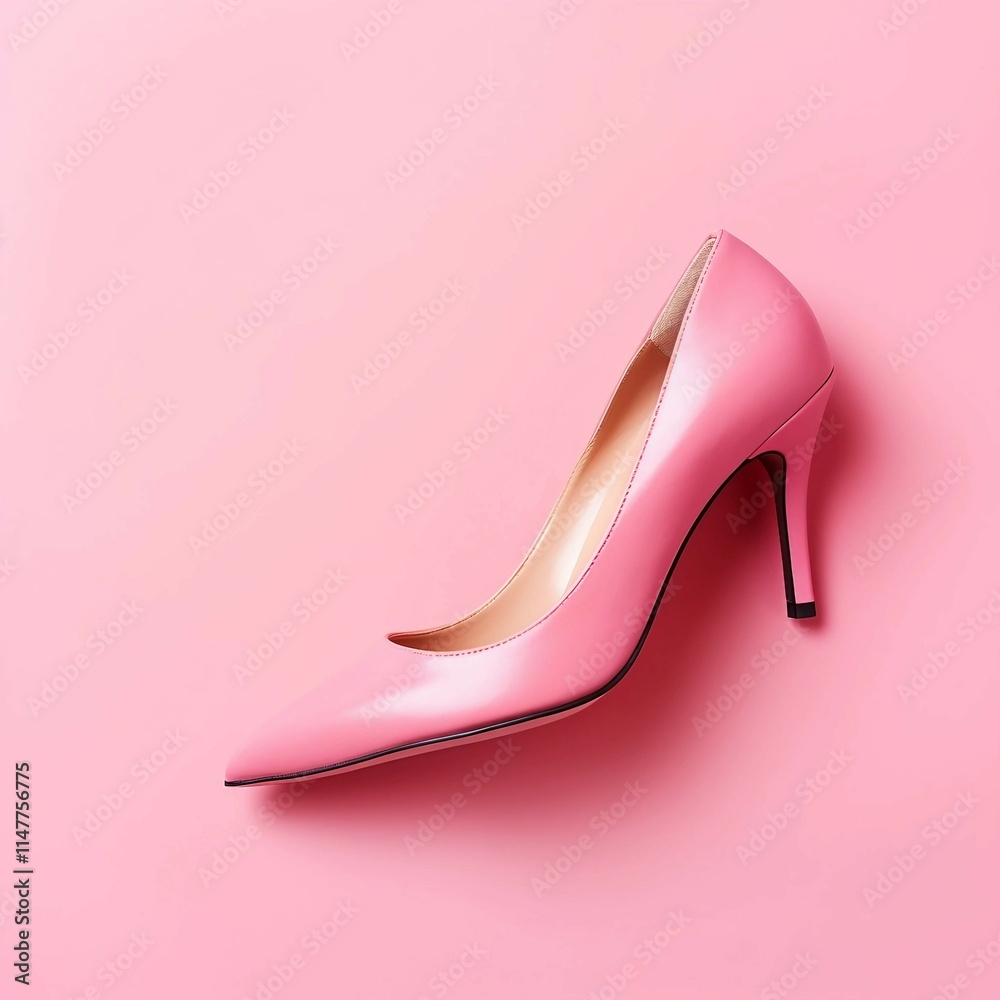 pink High Heel, Isolated white background, flat lay pink High Heel, Isolated white background, flat lay