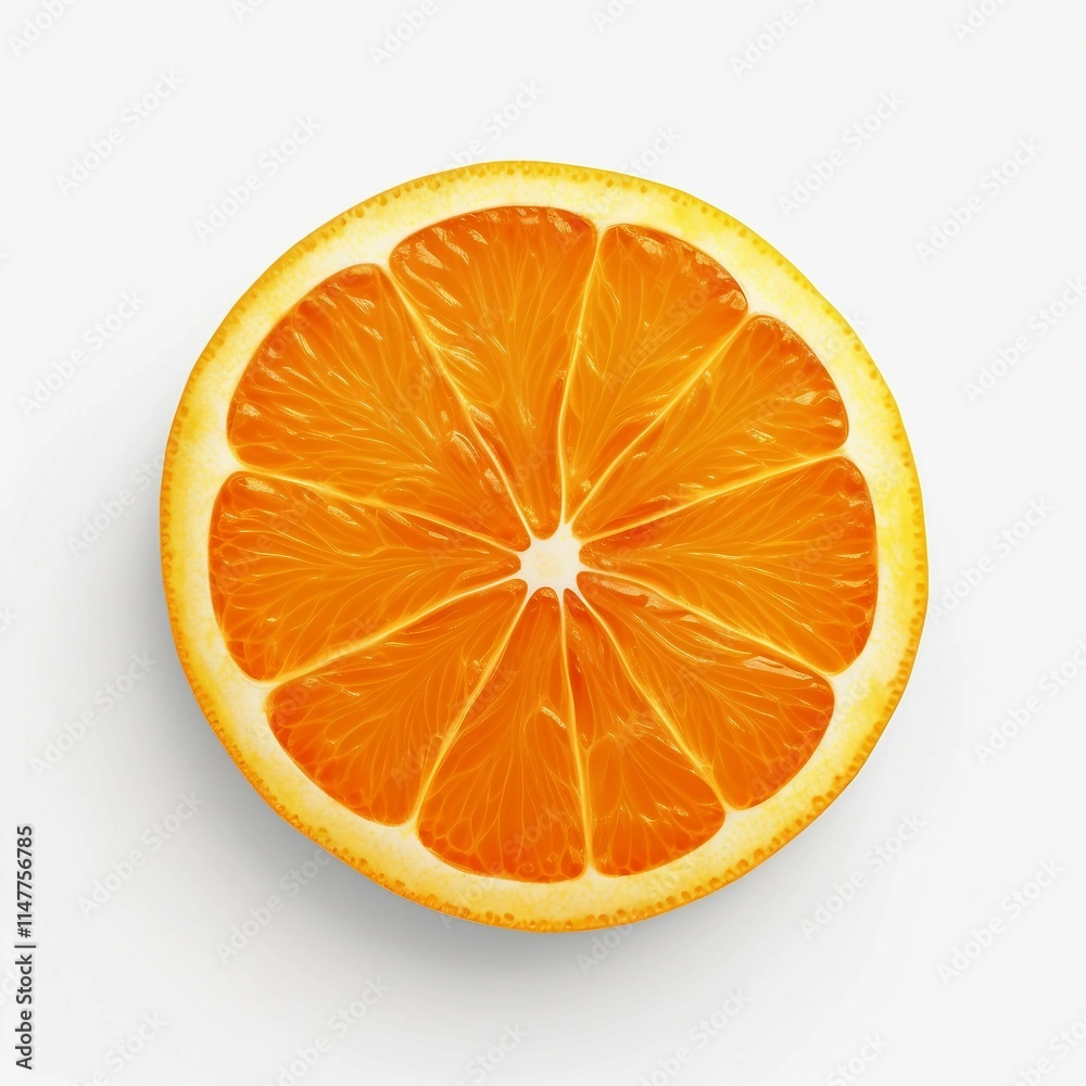 Orange Slice, Isolated white background, flat lay Orange Slice, Isolated white background, flat lay