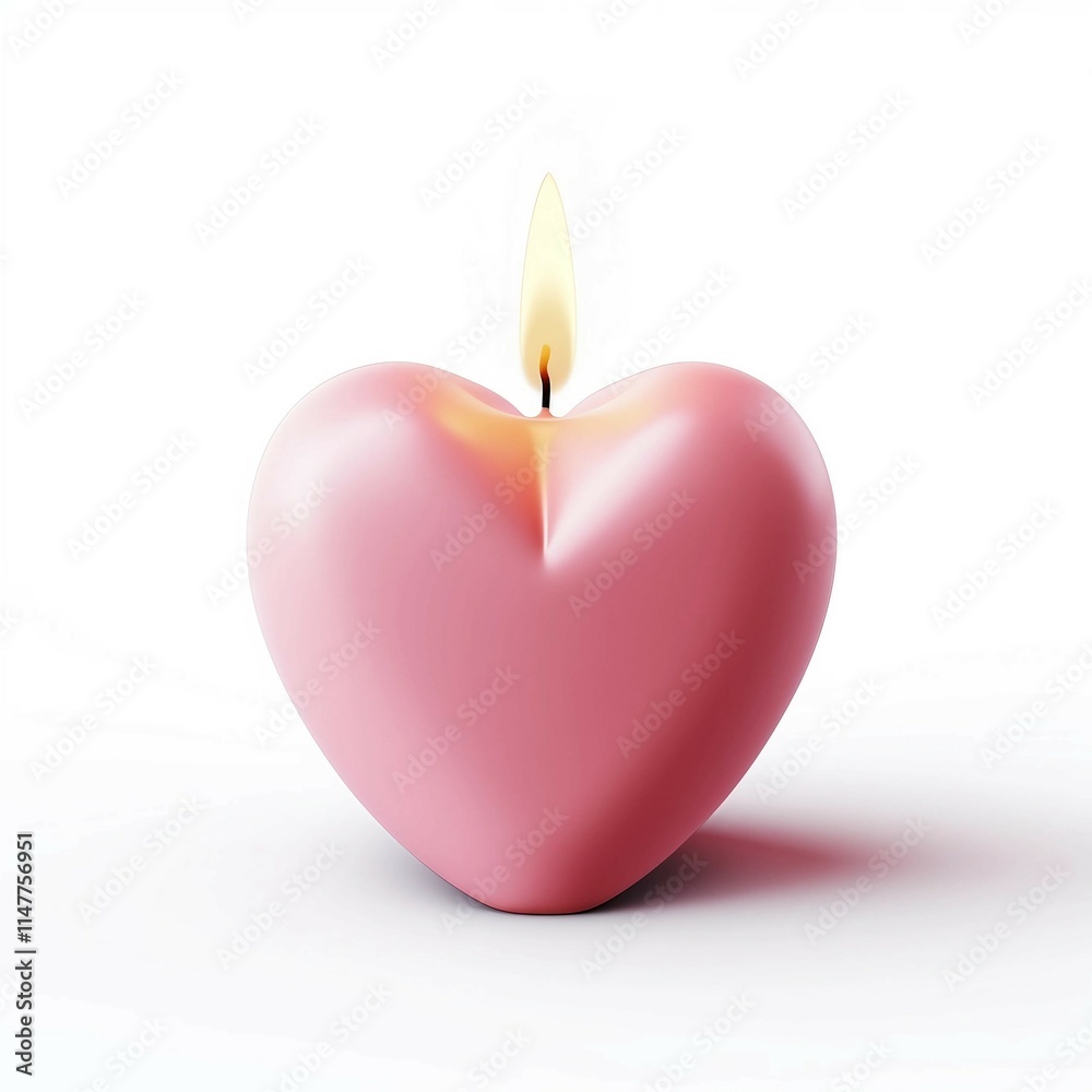 Valentine's Candle, Isolated on white background, flat lay Valentine's Candle, Isolated on white background, flat lay