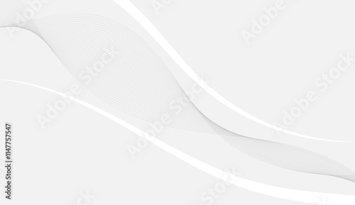 Minimalist White Abstract Background with Smooth Curved Lines and Subtle Texture for Elegant Designs