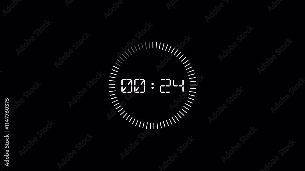 30 second countdown timer animation from 30 seconds to 0 seconds with alpha channel , 30 second countdown timer on a transparent background.