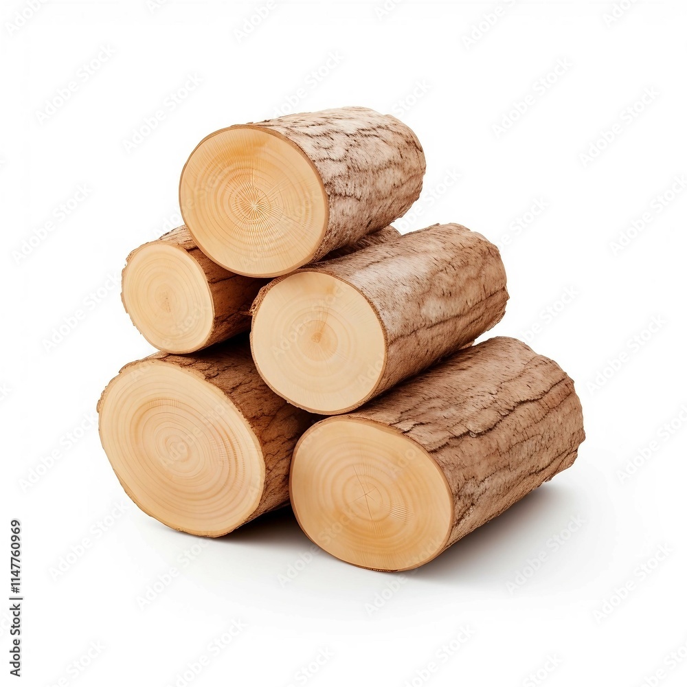 Pile of Logs, Isolated on white background, flat lay Pile of Logs, Isolated on white background, flat lay
