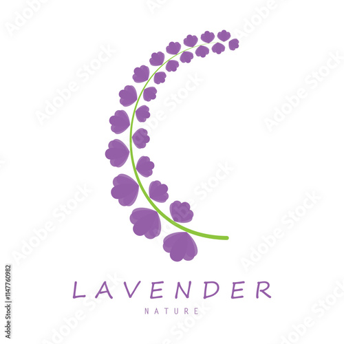 purple lavender flower logo, for flower gardens, parks, business, cosmetics, fashion, vector
