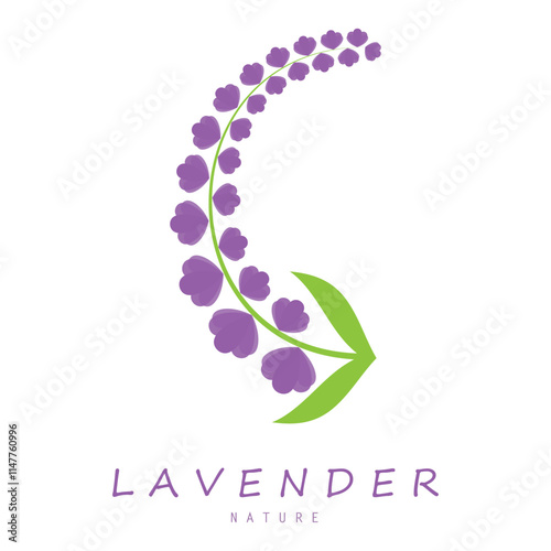 purple lavender flower logo, for flower gardens, parks, business, cosmetics, fashion, vector