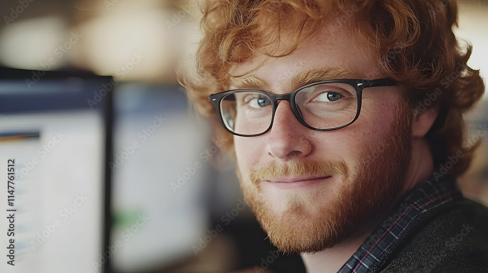 Portrait Photo of a Young Man with Red Hair and Glasses Portrait Photo of a Young Man with Red Hair and Glasses