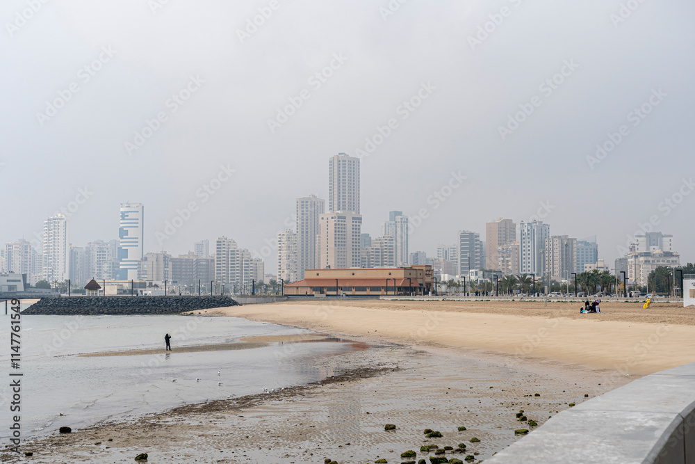 View of Kuwait City from Shuwakh Beach in kuwait City, Kuwait