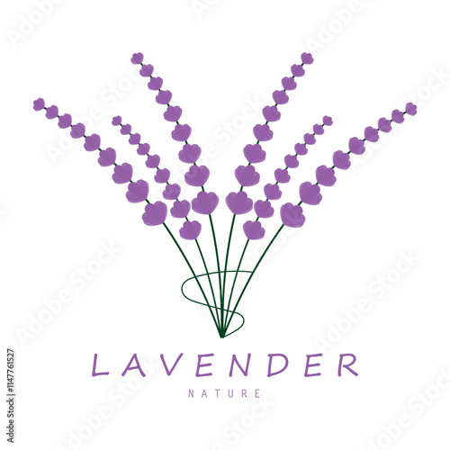 purple lavender flower logo, for flower gardens, parks, business, cosmetics, fashion, vector