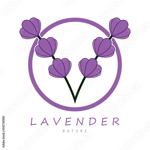 purple lavender flower logo, for flower gardens, parks, business, cosmetics, fashion, vector