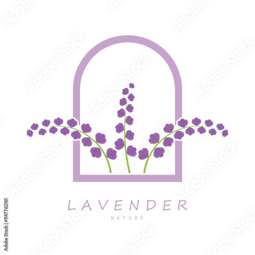 purple lavender flower logo, for flower gardens, parks, business, cosmetics, fashion, vector