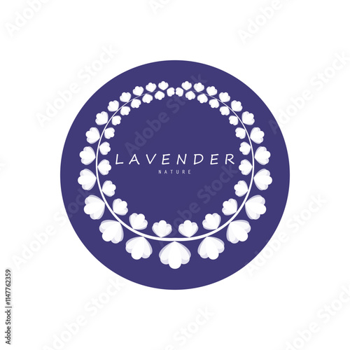 purple lavender flower logo, for flower gardens, parks, business, cosmetics, fashion, vector