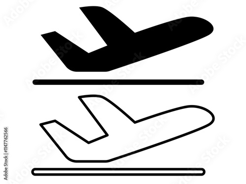 airplane taking off icon, simple flat style, illustration, logo sign symbol pictogram template, for ui or ux isolated on white for mobile app, editable