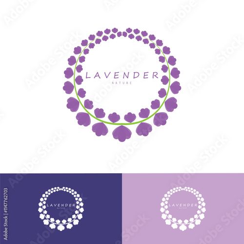 purple lavender flower logo, for flower gardens, parks, business, cosmetics, fashion, vector