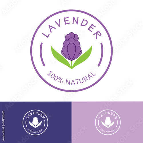 purple lavender flower logo, for flower gardens, parks, business, cosmetics, fashion, vector