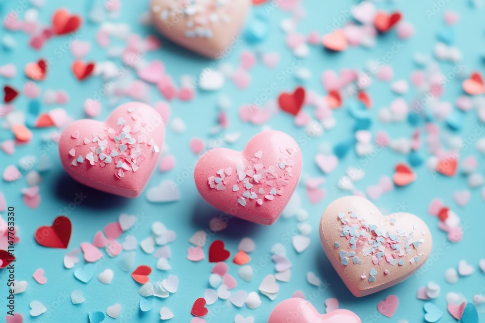 Obraz premium Pink Hearts with Sprinkles