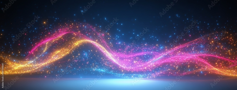 Magical Glowing Particles Abstract Cosmic Dust Neon Wave Background Magical Glowing Particles Abstract Cosmic Dust Neon Wave Background