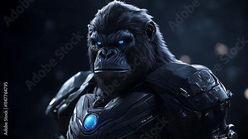 Cybernetic Gorilla: A Futuristic Primate Warrior photo