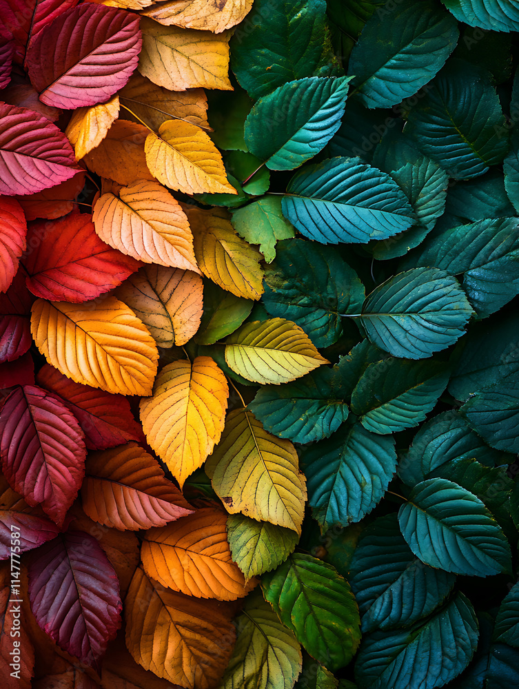 The transition of autumn leaves from green to red The transition of autumn leaves from green to red