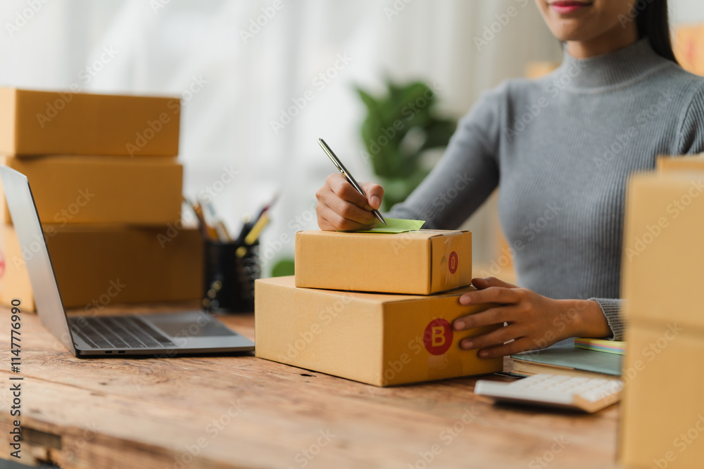 Online Business Owner Processing Orders Online Business Owner Processing Orders