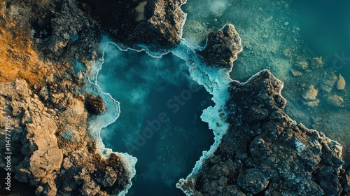 Aerial View Geothermal Pool Volcanic Rock Iceland Nature photo