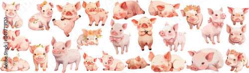 baby pig watercolor clipart