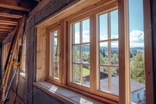 Renovating old house with energy efficient wooden windows.