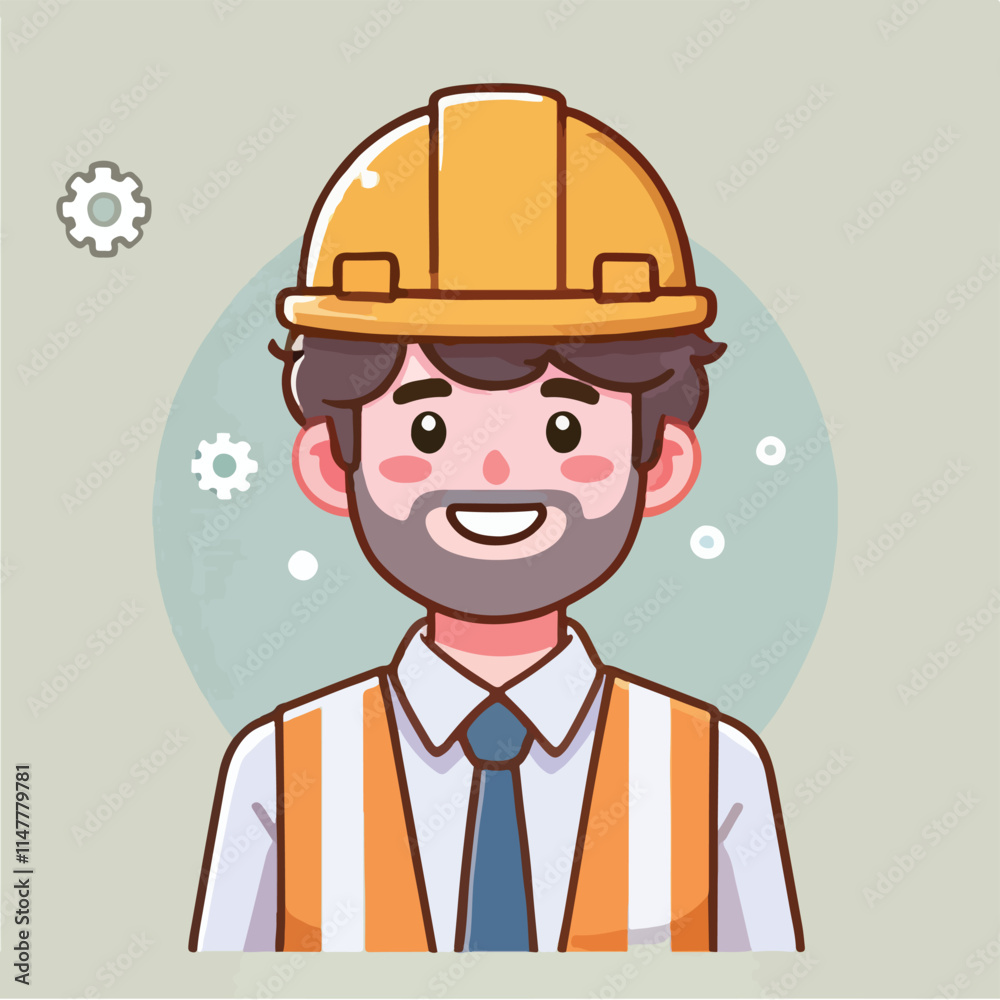 vector of architect character with his work helmet vector of architect character with his work helmet