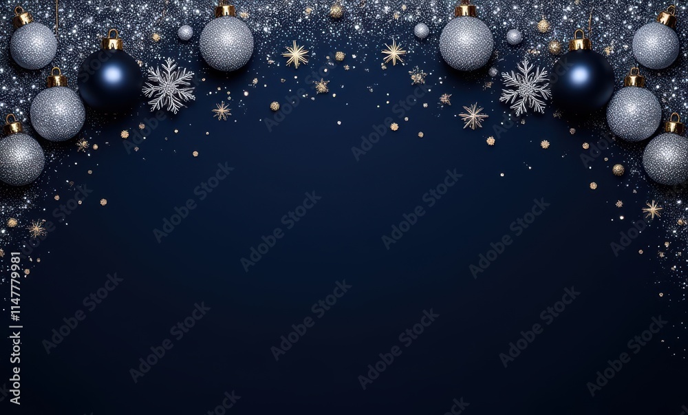 Elegant holiday decorations with silver and blue