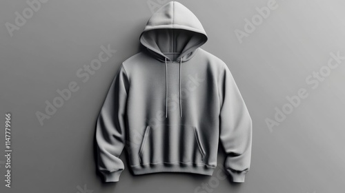 Mockup design template for a grey hoodie on a neutral background suitable for text placement and promotional use. Generative AI