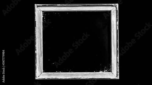 Empty black frame displayed on a dark background creates a sense of mystery. 