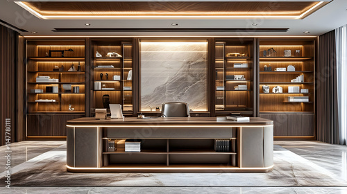 Modern Luxury Office 3D Render:  Elegant Workspace Design