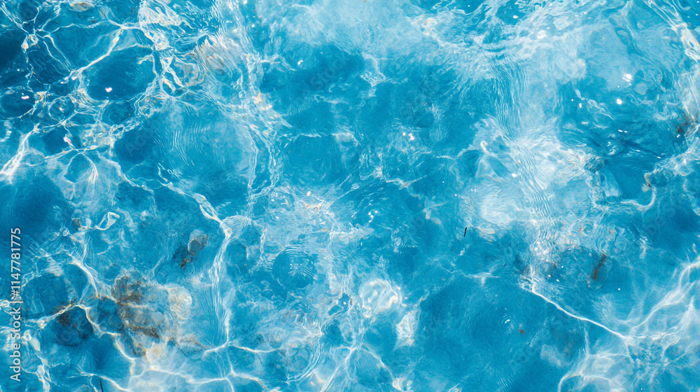 Obraz premium Clear blue water rippling under sunlight at a tranquil location. 