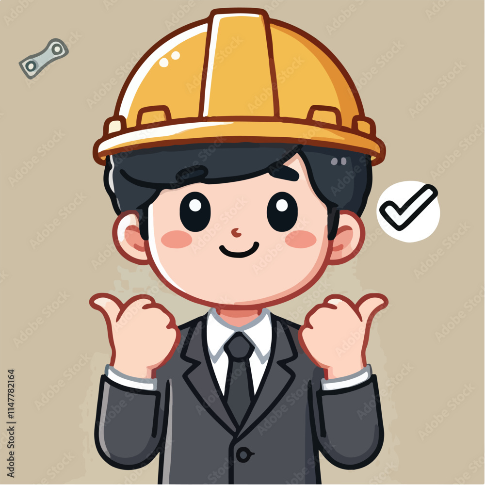 vector of architect character with his work helmet vector of architect character with his work helmet