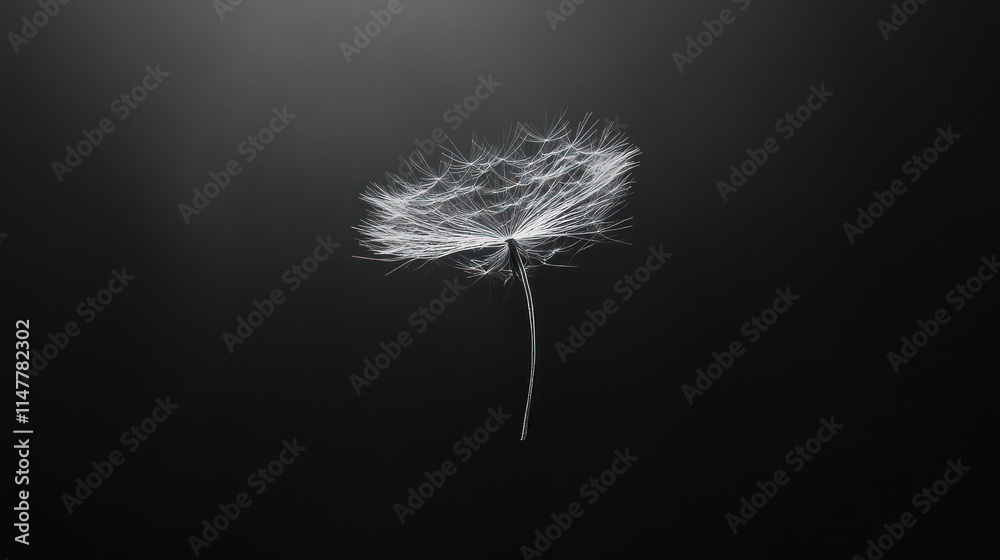 Fototapeta premium Ethereal Dandelion Seed Head Against Dark Background