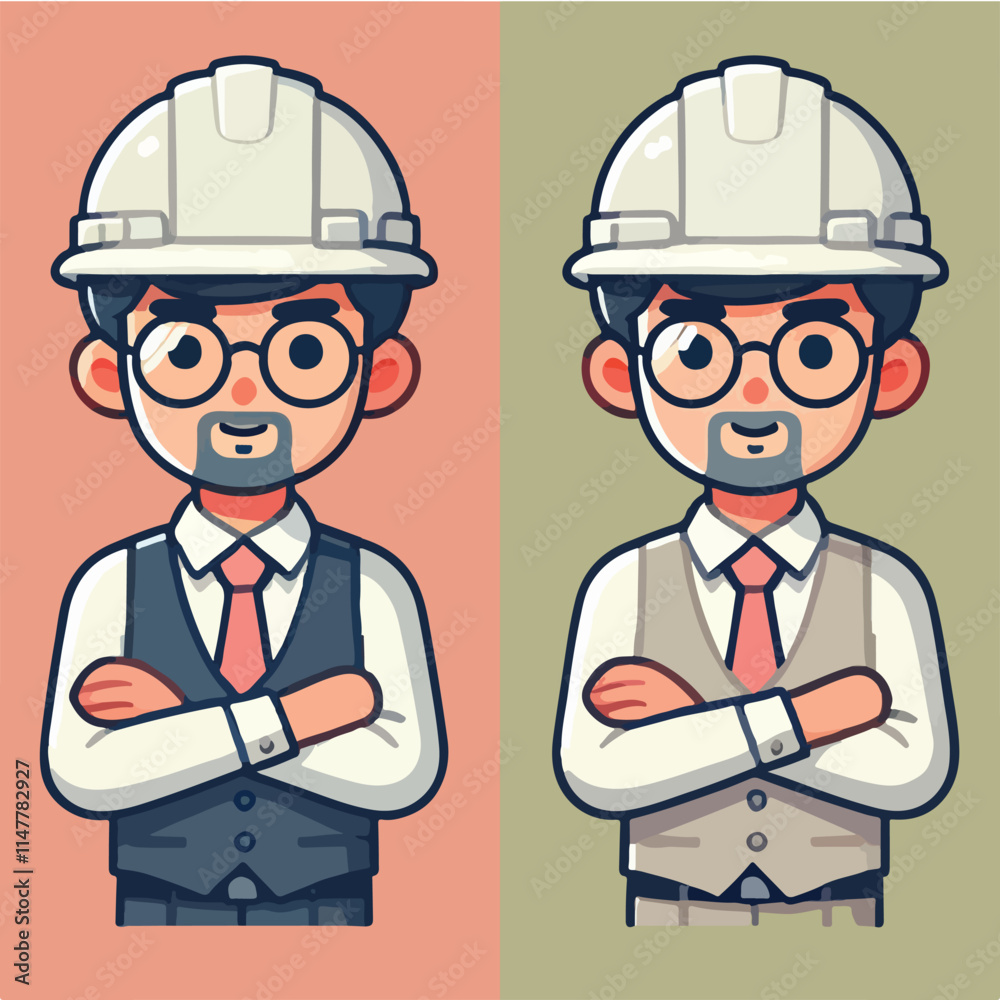 vector of architect character with his work helmet vector of architect character with his work helmet