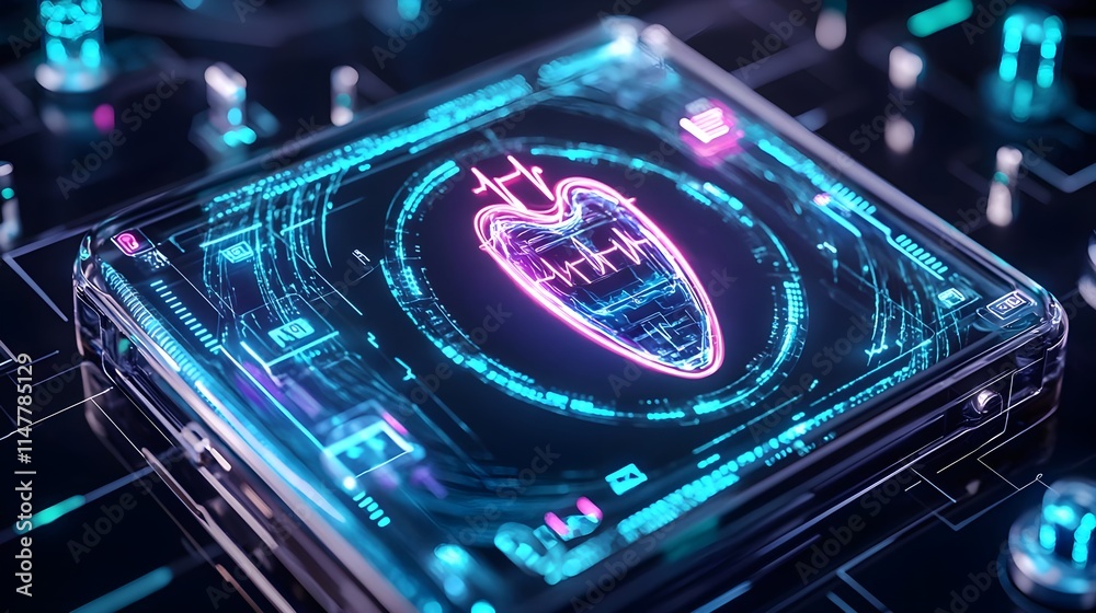 Obraz premium digital heartbeat: futuristic medical tech - futuristic technology