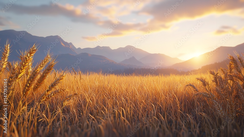 Rural Landscape with Wheat Field at Sunset 16K Resolution Rural Landscape with Wheat Field at Sunset 16K Resolution
