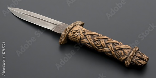 A decorative dagger with an intricately designed handle. photo